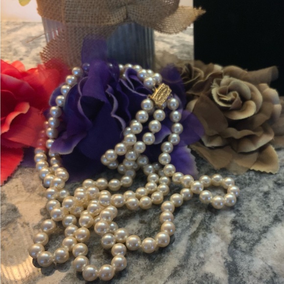 Kenneth Jay Lane Deco three row Pearly Necklace. From Neiman Marcus. - Picture 7 of 11